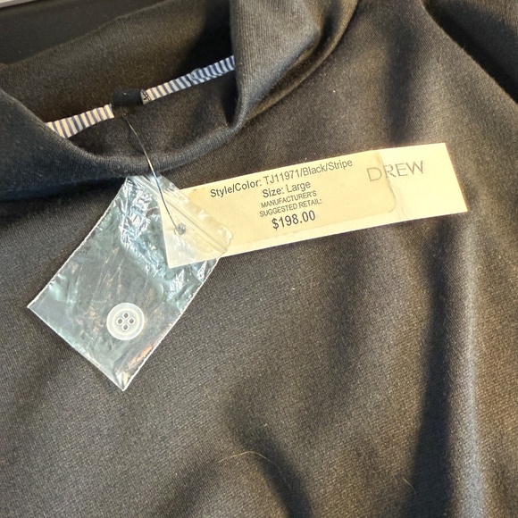 Twofer Black long sleeve mock neck tunic over blue and white stripe - Large - Picture 15 of 16